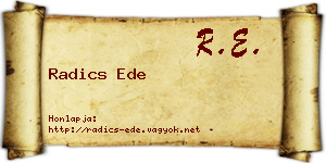 Radics Ede névjegykártya